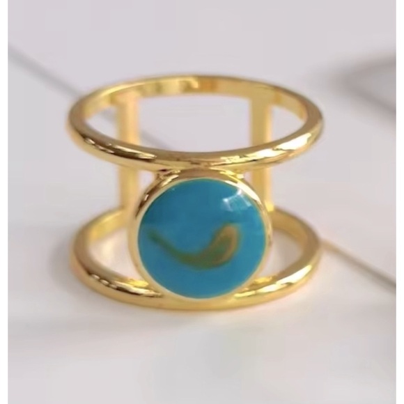 NEW Women’s‎ Turquoise Gold Filled Band, Bar Ring, Jewelry, Gift, Size 8 - Picture 5 of 11